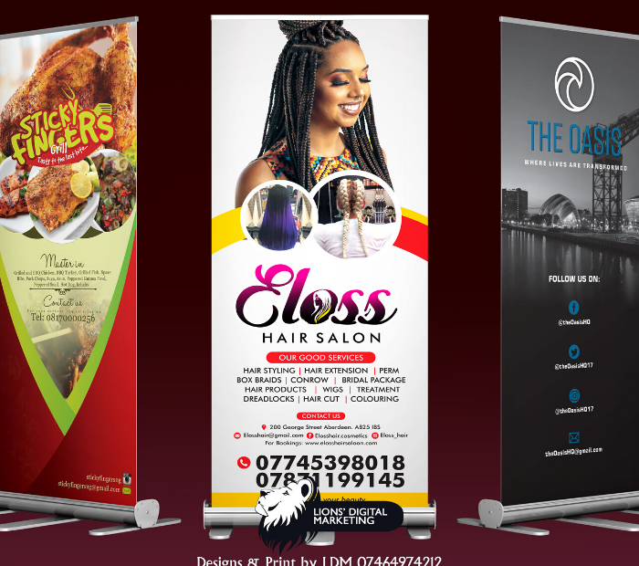 Roll up banners graphic design and print Aberdeen